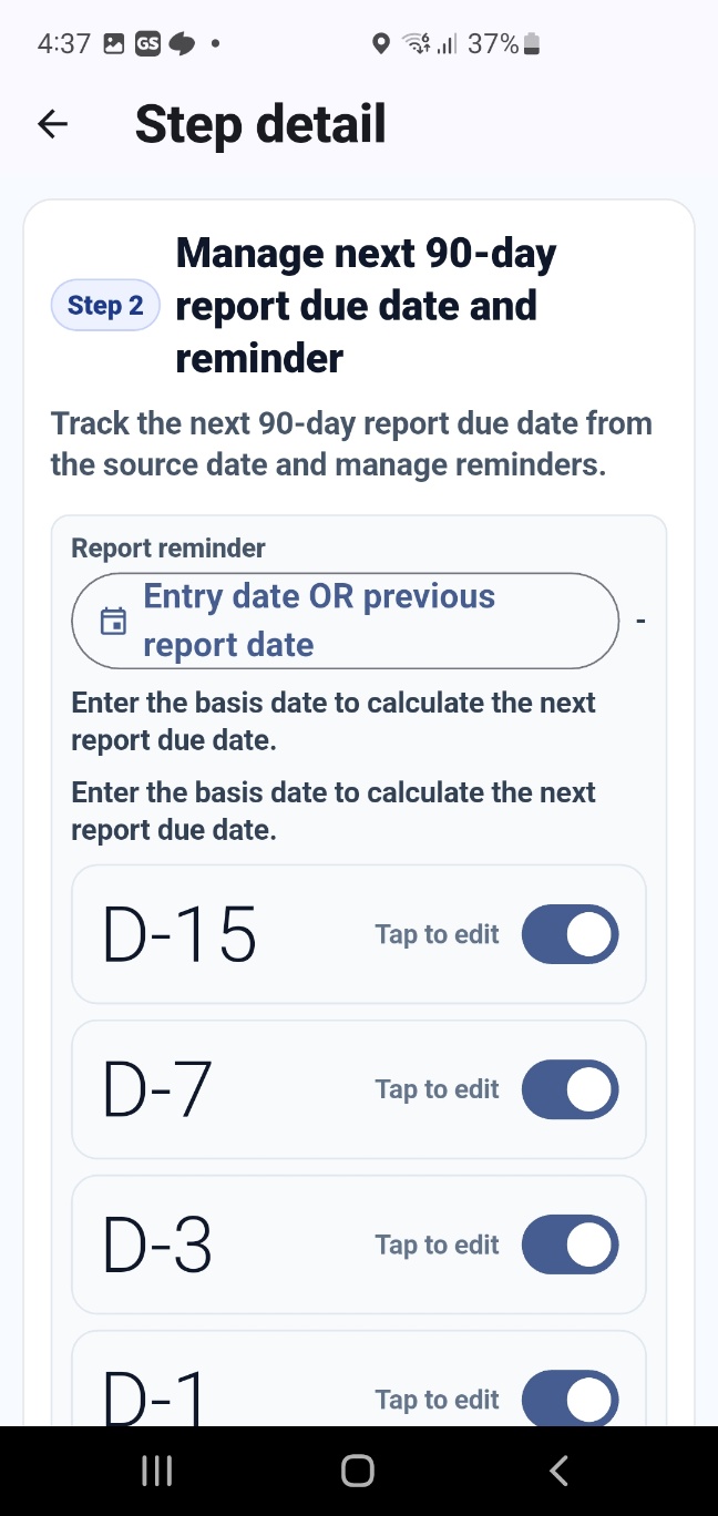 MY STAY VISA expiry and reminder management